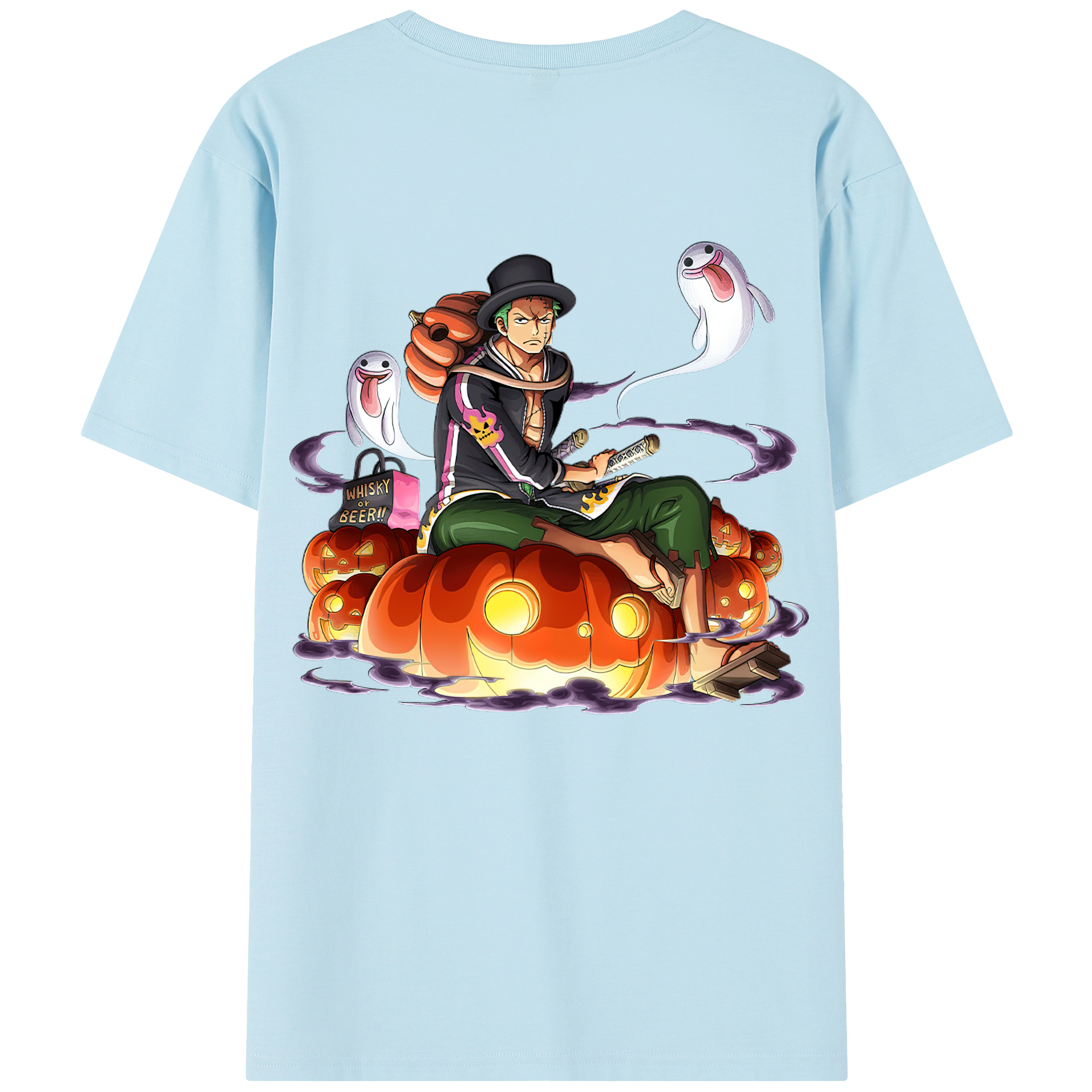ワンピース ロロノア・ゾロ ONE PIECE Roronoa Zoro 綿100％半袖Tシャツ（背面プリント）